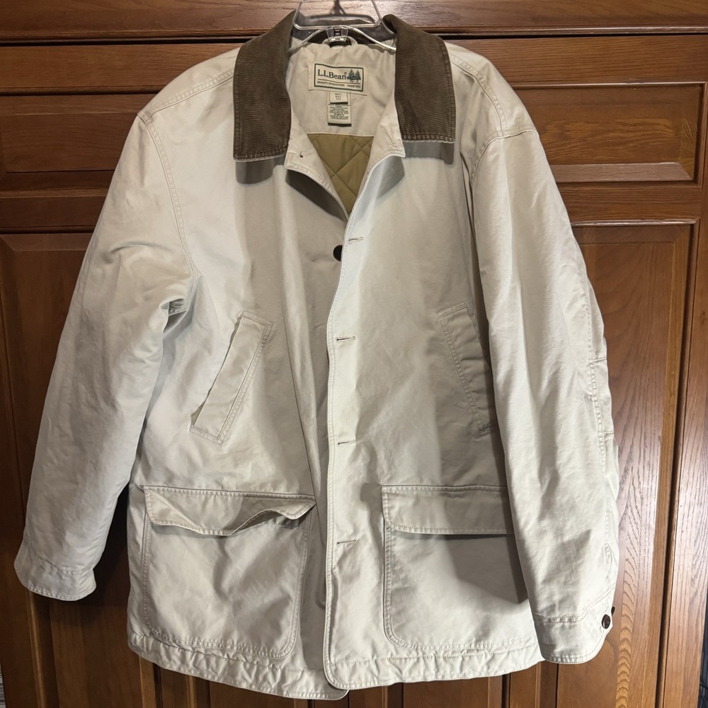 VTG LL Bean Barn Jacket Mens XXLarge Tan Corduroy Thinsulate Lined Field Coat